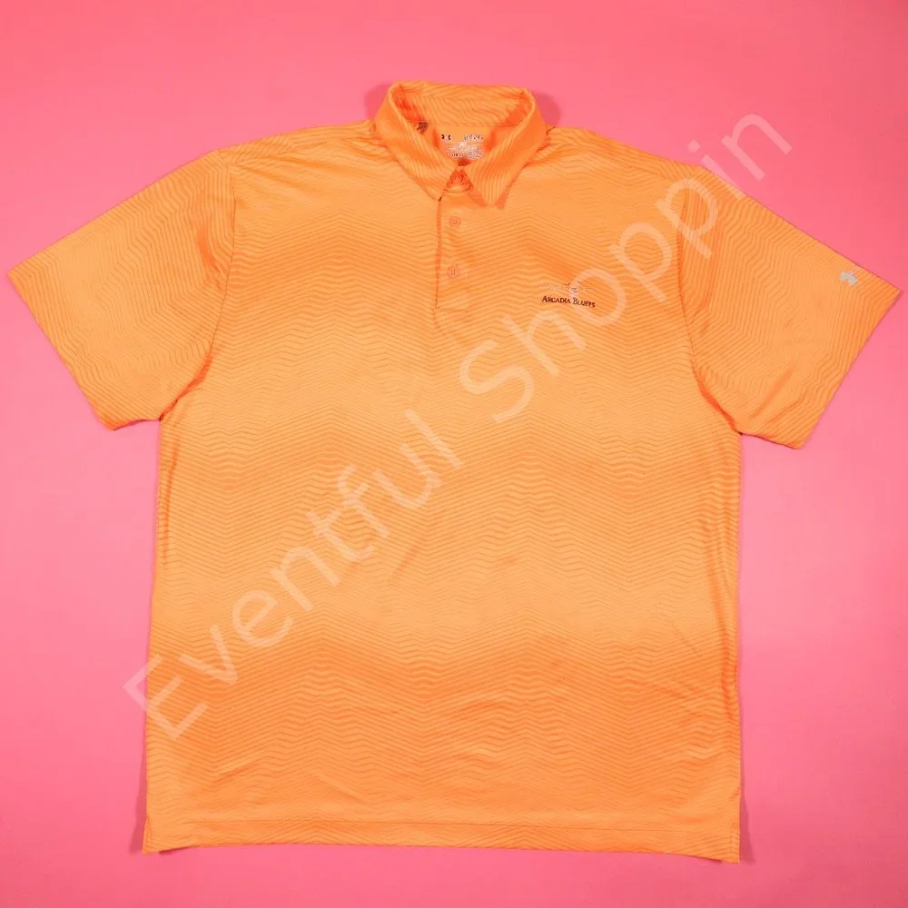 Under Armour Playoff Reactor Arcadia Bluffs Golf Polo Shirt in Orange Size XL - Picture 2 of 7